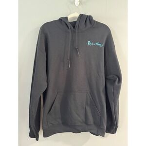 Rick and Morty Adult Swim‎ Black Graphic Hoodie Sweatshirt Mens